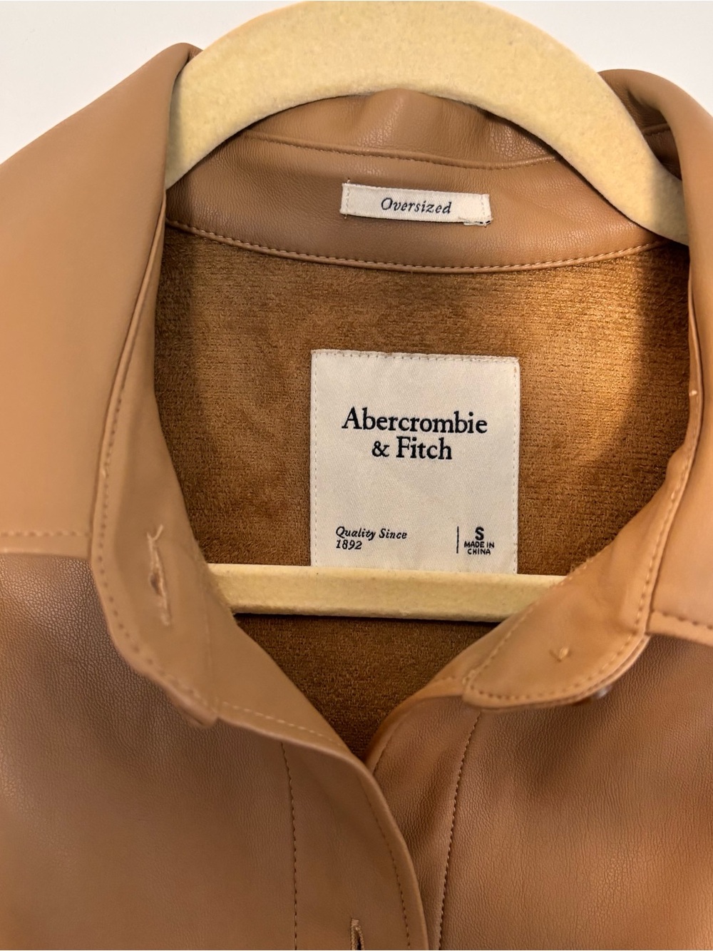 Abercrombie & Fitch Faux Leather Shacket Oversized Fit Size S - Picture 3 of 4